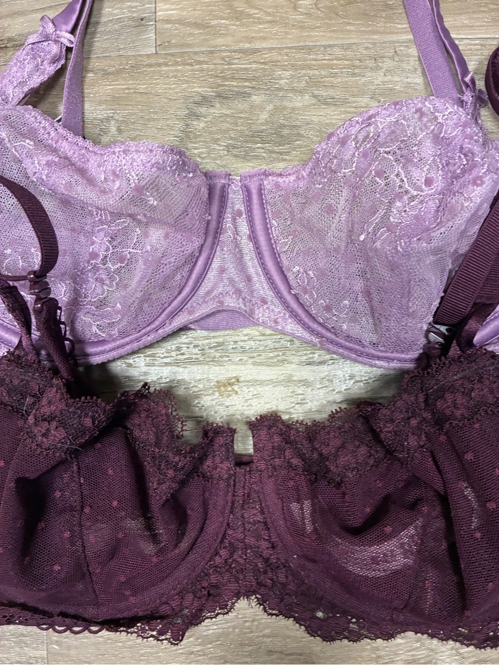 Victoria Secret 2 Underwired Lace Bras Push up Without Padding Unlined Ballonet - Picture 2 of 10